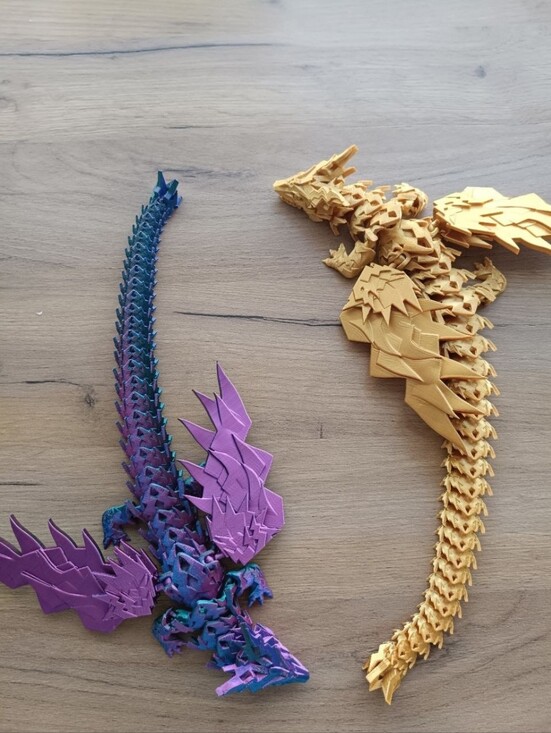 Other - 3d Printed Reptile Dragon Toy - Purple and Gold 15 In